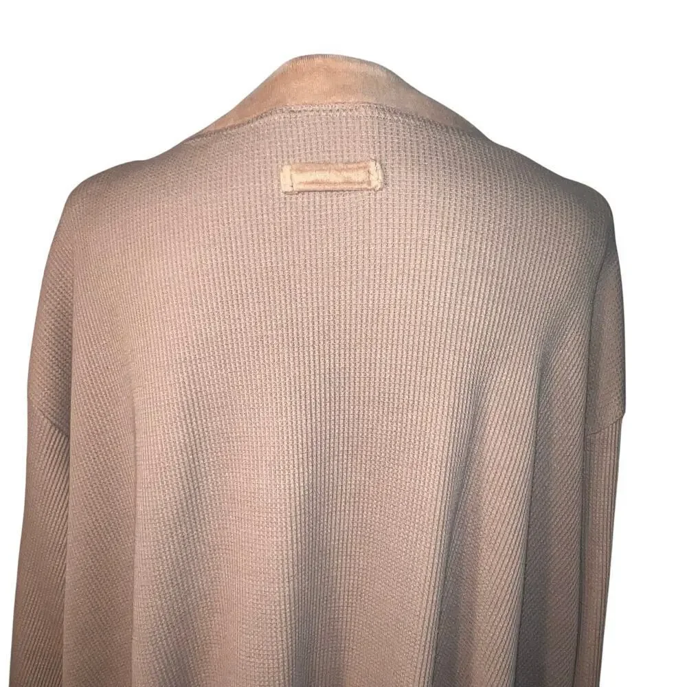 Venezia Jeans women 26/28 waffle knit velvet tan‎ cardigan Y2K Bohemian office